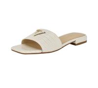 GUESS Women's Tamsea Flat Sandal, White Croco 140, 7 UK