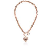 GUESS Women's Toggle Logo Charm Necklace, Rose Gold, One Size, One Size, Glass