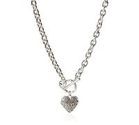 GUESS Women's Toggle Logo Charm Necklace, Silver, One Size, One Size, Glass