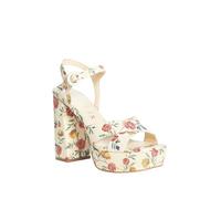 GUESS Women's Vallenn Sandal, Natural Floral 111, 3 UK