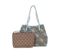 GUESS Women's Vikky Large Tote Bag, Latte Logo/Ice Blue, 40 x 31 x 18 cm