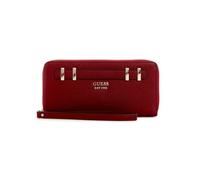 GUESS Women's Wallet with Zip, Faux Leather, Burgundy Red, Classic Design with Gold Details