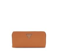 GUESS Women's Wallet with Zip, Synthetic Leather, Cognac Colour, Triangular Logo
