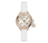 GUESS Women's Watch Charmed Leather, red / gold