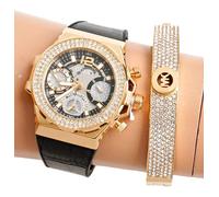 Guess Women's Watch GW0553L4 Fusion Chronograph Swarovski Crystals IP Gold New