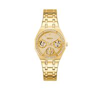 Guess Women's Quinn Watch with Date Display, Cubic Zirconia, Gold Stainless Steel Bracelet, Mineral Glass, Gold Dial, 5 Bar, Case Diameter: 36 mm, GW0988L2