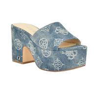GUESS Women's Yapplea Heeled Sandal, Blue Denim Logo, 8.5 UK