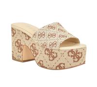 GUESS Women's Yapplea Heeled Sandal, Medium Brown Logo, 5.5 UK