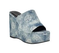 GUESS Women's Yenise Wedge Sandal, Denim Blue 420, 3.5 UK