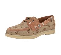 GUESS Women's Yomaya Boat Shoe, Medium Brown Suede Logo 210, 6.5 UK