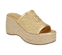 GUESS women's Zakki Wedge Sandal, Gold Patent, 3.5 UK