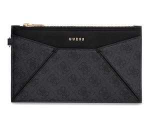 GUESS wristlet Zip Flat Pouch Coal Multi dark grey