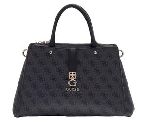 Guess Zamira 4G Logo Twin Handle With Chain Strap Womens Handbag In Coal