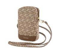 Guess Zip GCube Stripe Phone Bag Crossbody Bag - Brown