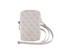 Guess Zipped Phone Shoulder Bag 4G Pattern with Triangular Logo, Pink