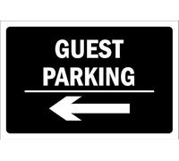 Guest parking, arrow to the left - 1mm flexible Plastic sign (300mm x 200mm)