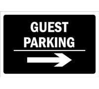 Guest parking, arrow to the right - 3mm Aluminium sign (400mm x 300mm)
