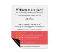 Guest Review Rating Magnet, 5" x 6" Magnetic Welcome Sign, Feedback Supplies for Vacation Homes, Guest Rooms, Airbnb, VRBO, Short-Term Rentals, Executive Suites, Hotels (Coral)