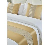 Guest Ruyunlai Bed Runner Champagne Gold 210 x 50cm for 1.5m Bed 1pc - Including 1 Matching Cushion Cover - Hotel Grade no Fading Soft Scarf - Bedroom Guesthouse Bedding Protection