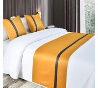 Guest Ruyunlai Bed Runner Gold 180 x 50cm for 1.2m Bed 1pc - Matching Cushion Covers Sold Separately - Hotel Grade no Fading Soft Scarf - Bedroom Guesthouse Bedding Protection