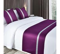 Guest Ruyunlai Bed Runner Purple 210 x 50cm for 1.5m Bed 1pc - Matching Cushion Covers Sold Separately - Hotel Grade no Fading Soft Scarf - Bedroom Guesthouse Bedding Protection