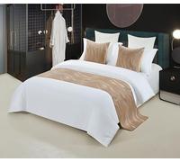 Guest Ruyunlai Bed Runner Shallow coffee 210 x 45cm for 1.5m Bed 1pc - Matching Cushion Covers Sold Separately - Hotel Grade no Fading Soft Scarf - Bedroom Guesthouse Bedding Protection