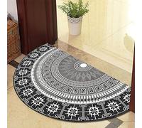 Guest Ruyunlai Half Moon Semi Circle 40cm X 60cm Fireside Rugs for Living Room Washable Inside Door Mat Bedrooms Colourful black 890-23 models