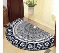 Guest Ruyunlai Half Moon Semi Circle 40cm X 60cm Fireside Rugs for Living Room Washable Inside Door Mat Bedrooms Colourful black 891-7 models
