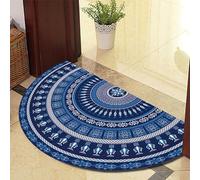 Guest Ruyunlai Half Round Door Mat Indoor Entrance Washable Half Circle Area Rugs Boho Mandala Non Slip blue 625-7 models 50cm X 80cm