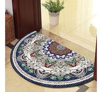 Guest Ruyunlai Semi Circle Funny Out Welcome Half Moon Kitchen Rugs Inside Door Mats Doormat Indoor Heavy Duty Non Slip Washable Large green leaves 50x80cm