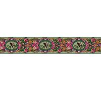 Guest Ruyunlai Wallpaper Border,Peel and Stick Green Magpie Pink Rose 10cm X 1000cm
