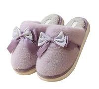 Guest Slippers Non-Slip Plush Fleece Lined Light Weight House Shoes for Ladies Comfy Warm Flat Winter Christmas Gifts Slippers for The Elderly Ladies