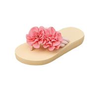 Guest Slippers with Felt Sole, Guest Slippers Felt 2025 Women's Wedge Sandals Mesh Flowers Flat Flops Foam Sole Slippers Women's Beach Holiday Sandals, Hot Pink, 5 UK