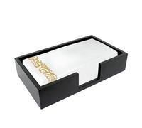 Guest Towel Napkin Holder, Wood Paper Hand Towel Holder Tray, Disposable Napkin Towel Holder Caddy, Flat Dinner Napkins Holder for Table, Napkin Holder for Kitchen Bathroom, Black Rectangular