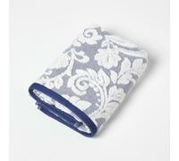 Homescapes Navy Guest Towel - 100% Turkish Cotton Patterned Large, Super Soft & Absorbent Extra Thick 600GSM Blue Towel For Bathroom