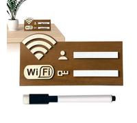 Guest WiFi Sign - Reusable Wooden WiFi Board with Marker Pen, Wireless Network Display | Adhesive Wall Mount, Home Restaurant Coffee Shop Reading Room Decor, Easy Password Sharing For Visitors