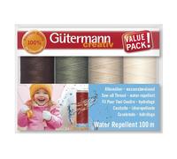 Gütermann 4 x 100 m Waterproof All-Purpose Sewing Kit Colour 02 Grey/Cream