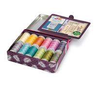 Gütermann Creativ Cotton 30 Sewing Thread Box with Needles and Labels - Natural Sewing and Embroidery Threads, 12 x 300m - 1 Set