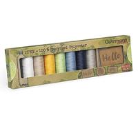 Gütermann creativ Sewing Thread Set rPET with 8 spools Sew-All Thread 100 m Made from 100% Recycled Polyester + 3 DORTEX Labels. FloraPap® - The Sustainable and Vegan Labels