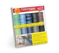 Gütermann creativ Sewing Thread Set with 10 spools of Decorative Thread Deco Stitch 70 70 m in Different Solid and Multicolour Colours