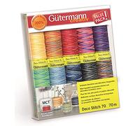 Gütermann creativ Sewing Thread Set with 10 spools of Decorative Thread Deco Stitch 70 70 m in Different Multicolour Colours