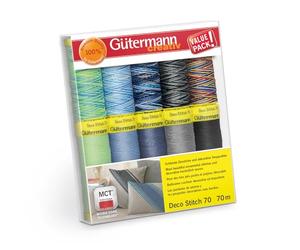 Gütermann creativ Sewing Thread Set with 10 spools of Decorative Thread Deco Stitch 70 70 m in Different Solid and Multicolour Colours