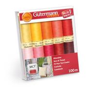 Gutermann Sew-All Red Pink Yellow Set - 100% Polyester Thread 100m - 10 Reels
