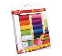 Gütermann creativ Sewing Thread Set with 10 spools Sew-All Thread 100 m in Strong Colours + Tailor’s Measuring Tape