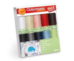 Gütermann creativ Sewing thread set with 10 spools Top Stitch 30 m in the popular basic colours