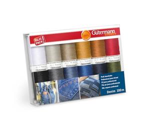 Gütermann creativ Sewing Thread Set with 12 spools Professional Jeans Thread Denim 100 m in Typical Denim Seam Colours