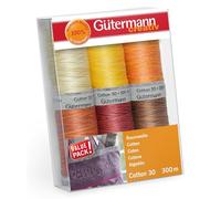 Gütermann creativ Sewing Thread Set with 6 spools Cotton 30 300 m in Different Multicolour Colours
