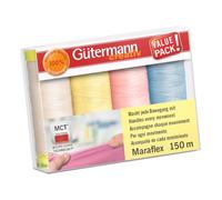 Gütermann Elastic Sewing Thread Set – Creativ Maraflex Polyester, 4x150m – Color Variation 3
