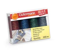 Gutermann Sewing Thread Set: Sparkly: 4 x 100m , 734366 Gold Silver Red Blue