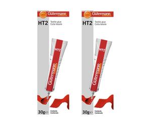 Gütermann HT2 Textile Glue Twin Pack 30g Fabric Leather PVC Strong Waterproof